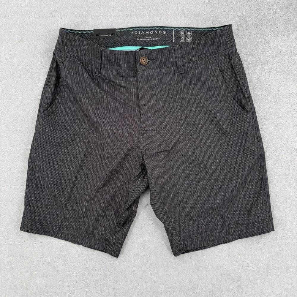 7 Diamonds Zion Performance Strech Shorts Mens 29 Grey Micro Pattern Golf